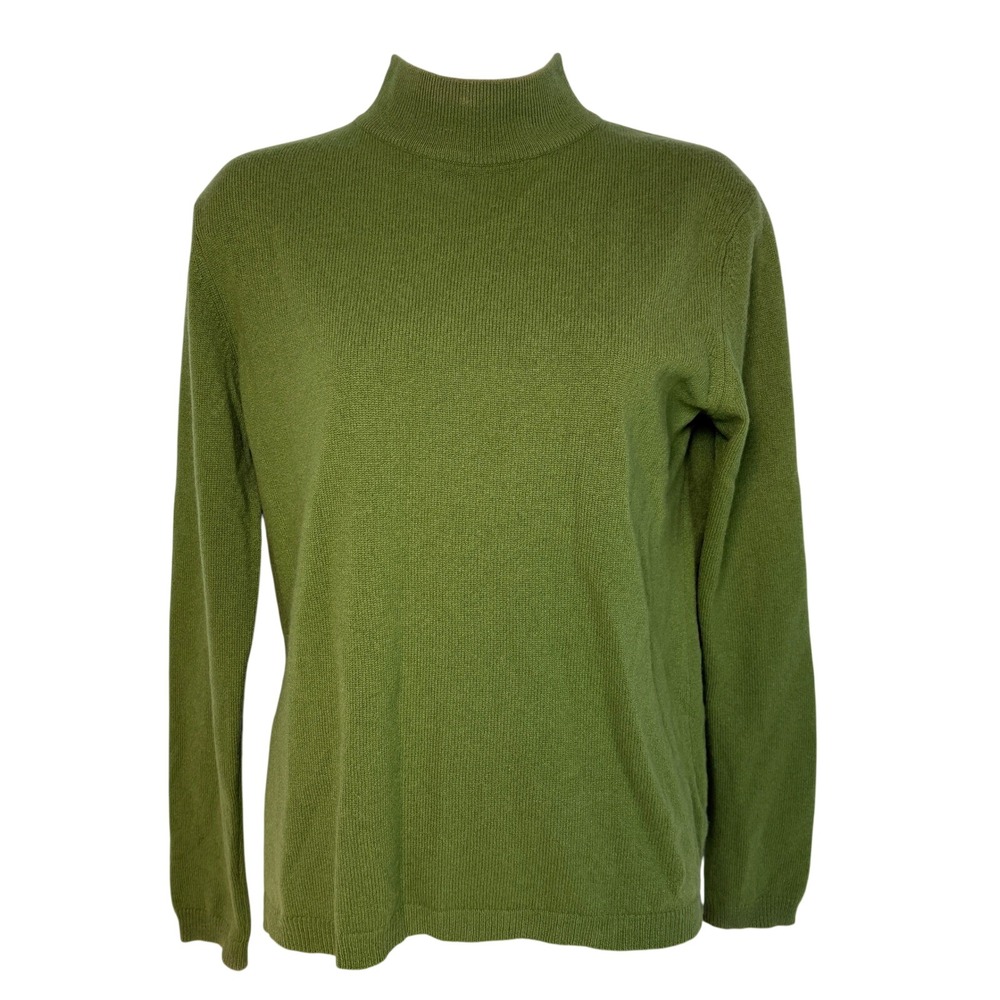 Charter Club Small Mock Neck Sweater Womens Green Good 100% Cashmere Tiny hole‎